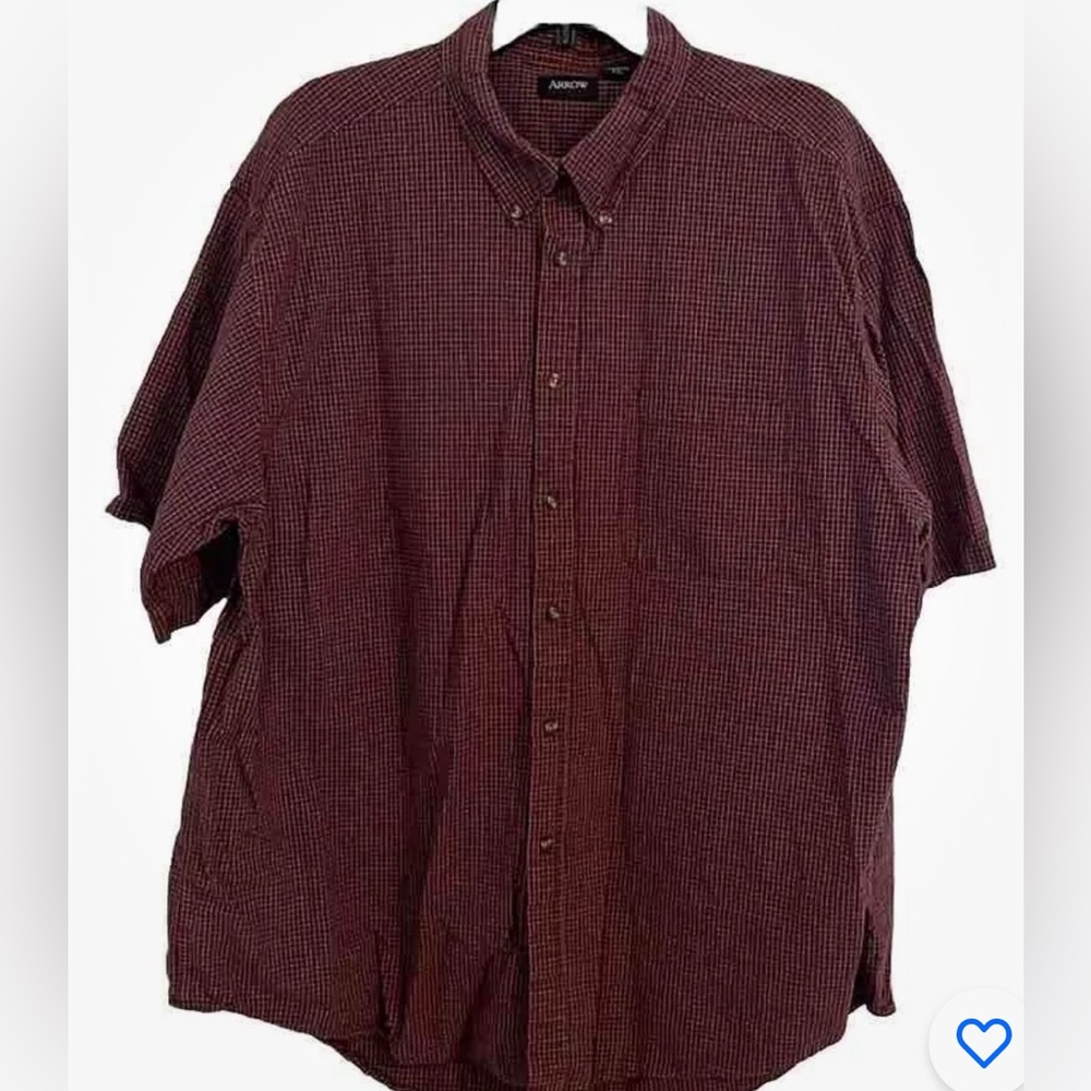 Men’s Arrow Short Sleeve Check Button Down w Pkt Sz XXL